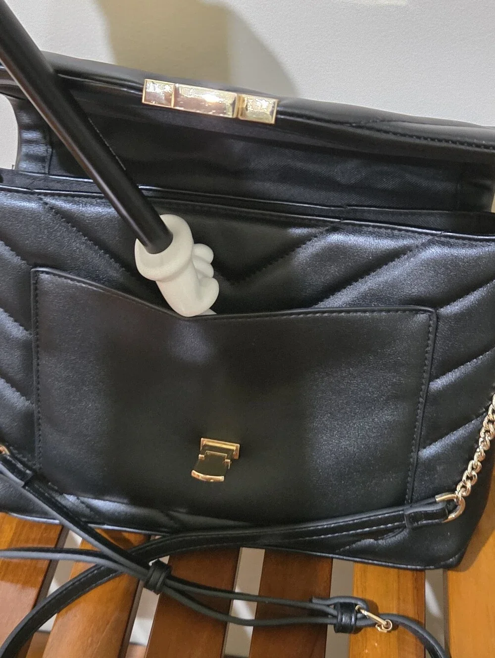 A New Day Black Quilted Chain-Accent Shoulder Bag